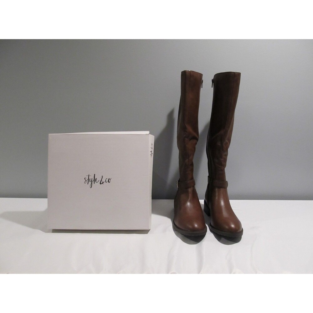 Style & Co Valenciaa Riding Boots Cognac Brown Size 10M and 6.5M - Picture 4 of 13